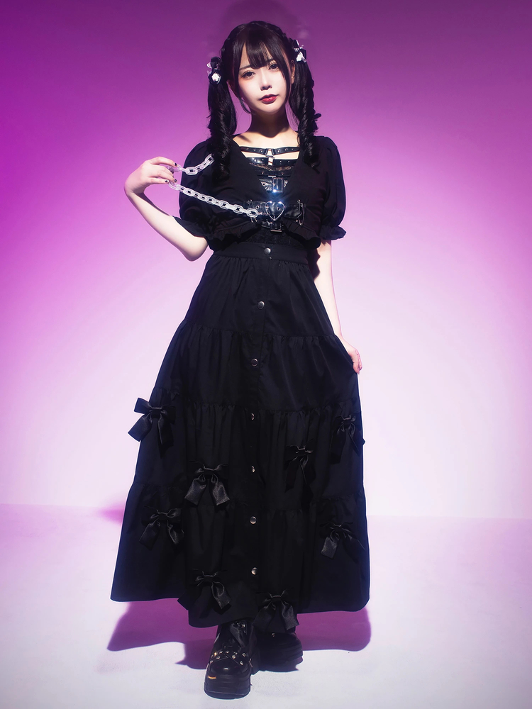 リボンがいっぱいティアードロングSK - Jamie エーエヌケー(ジェイミー