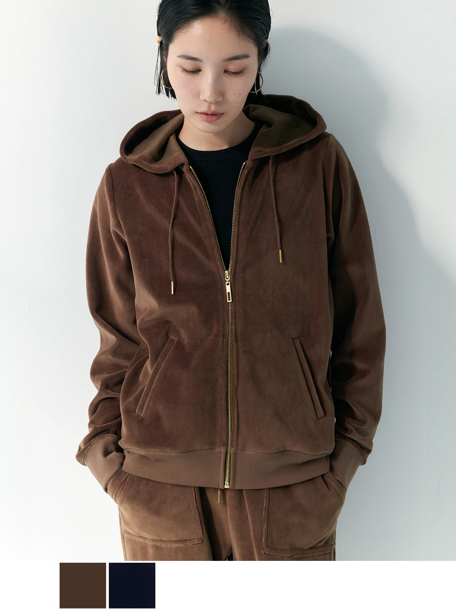 ベロアラウンジパーカー【セットアップ対応】 / Brown&Street