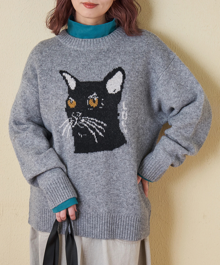 冬クリアランス】リサイクル ニット アニマル柄 ジャガード プル