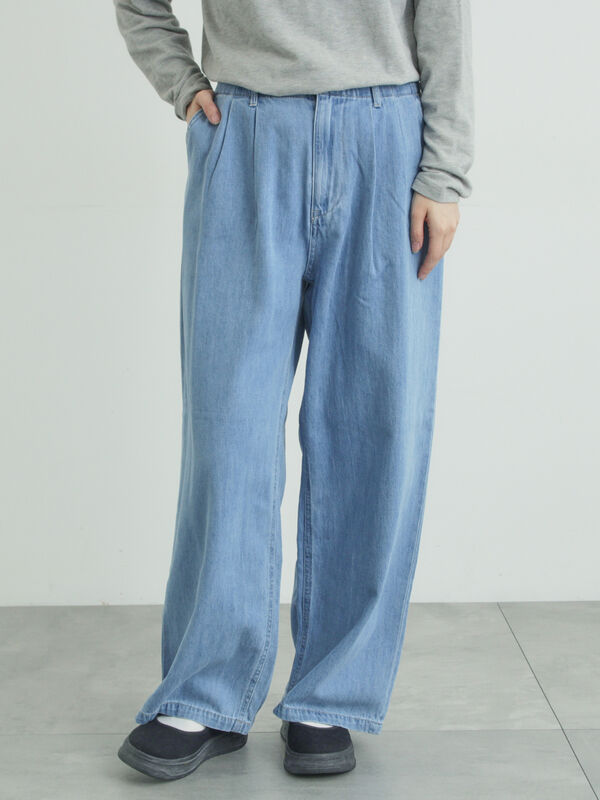 デニムタックトラウザー（サックスブルー/ブルー/ボトムス/パンツ