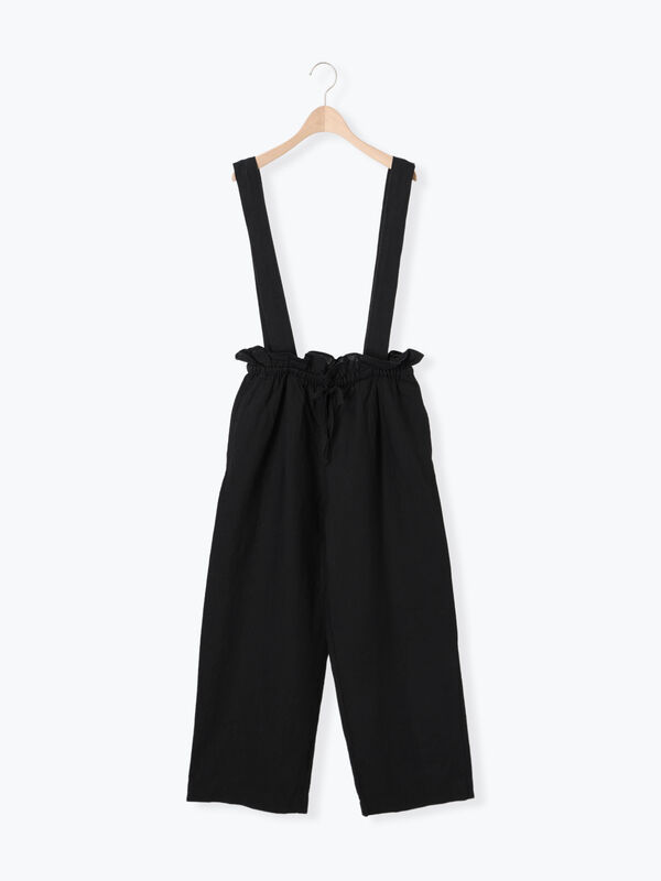 セール】 【Cross×Linen】サス付パンツ（ブラック/ベージュ/グリーン