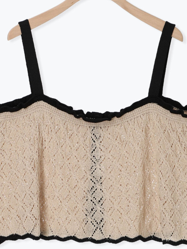 セール】 配色前後2WAYニットビスチェ（ブラック/ベージュ/グリーン