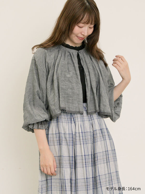 セール】 【kazumi×Samansa Mos2】ケープ付ボレロ（ブラック/ピンク