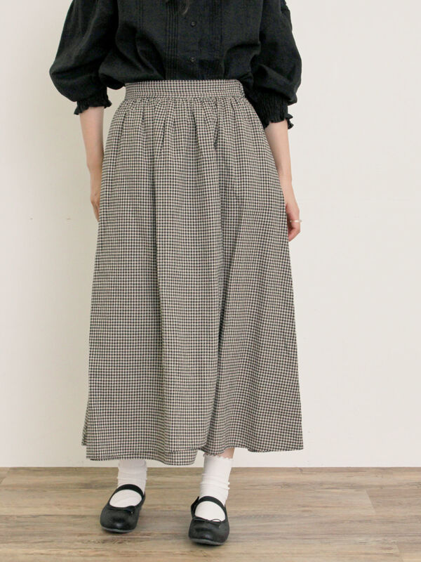 セール】 【Cross×Linen】ラップ風スカート（チャコールグレー