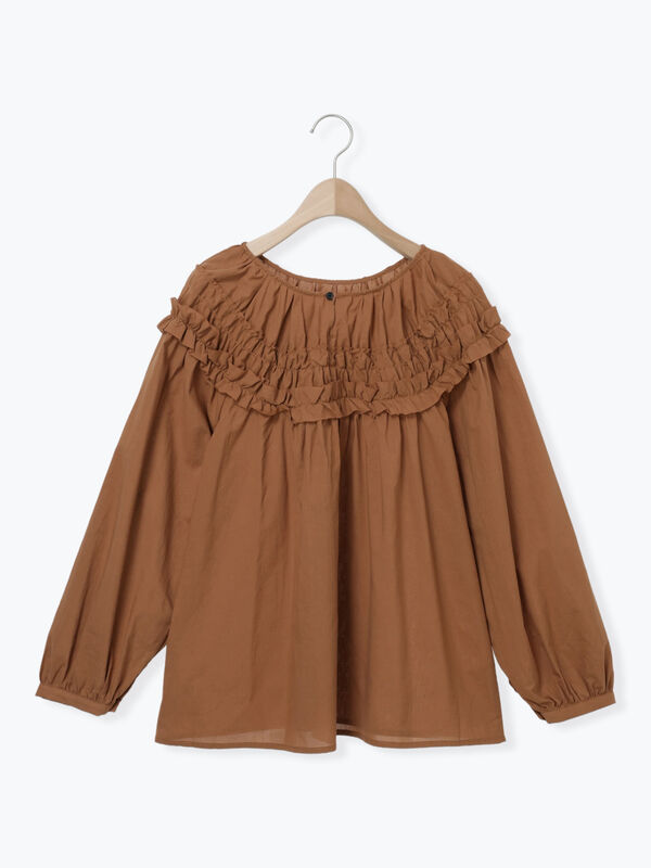 セール】 ◎2WAYギャザーブラウス（オフホワイト/ブラック/ブラウン