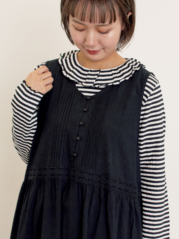 セール】 【S/Mサイズ】レースティアードノースリーブワンピース