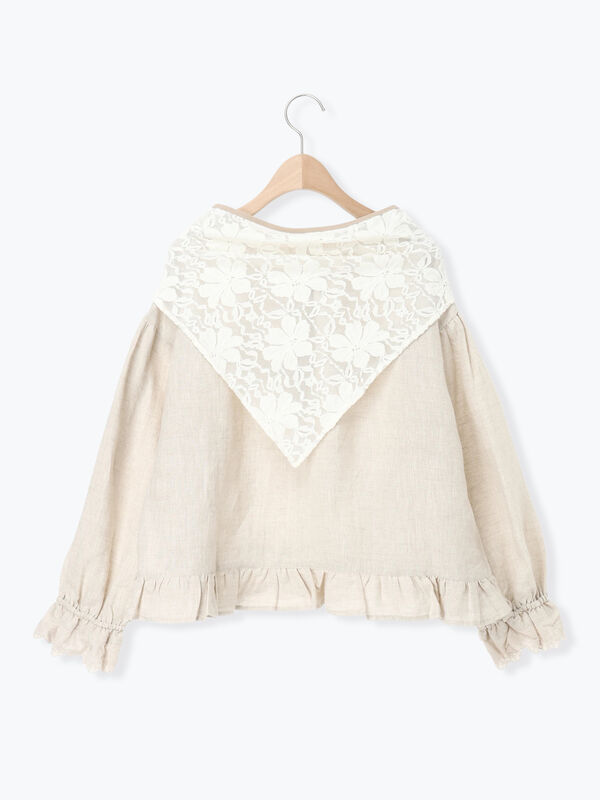 立川店/EC限定】リネンバブーシュカ付エトワールブラウス（ブラック