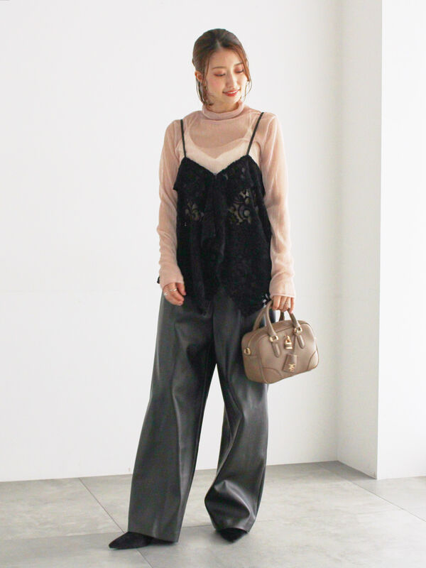 セール】 ベロアレースキャミソール（ブラック/ブラウン/トップス