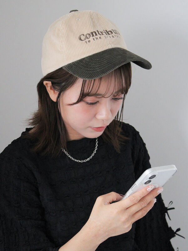 セール】 ウォッシュ加工コーデュロイキャップ（グレー/ブラック