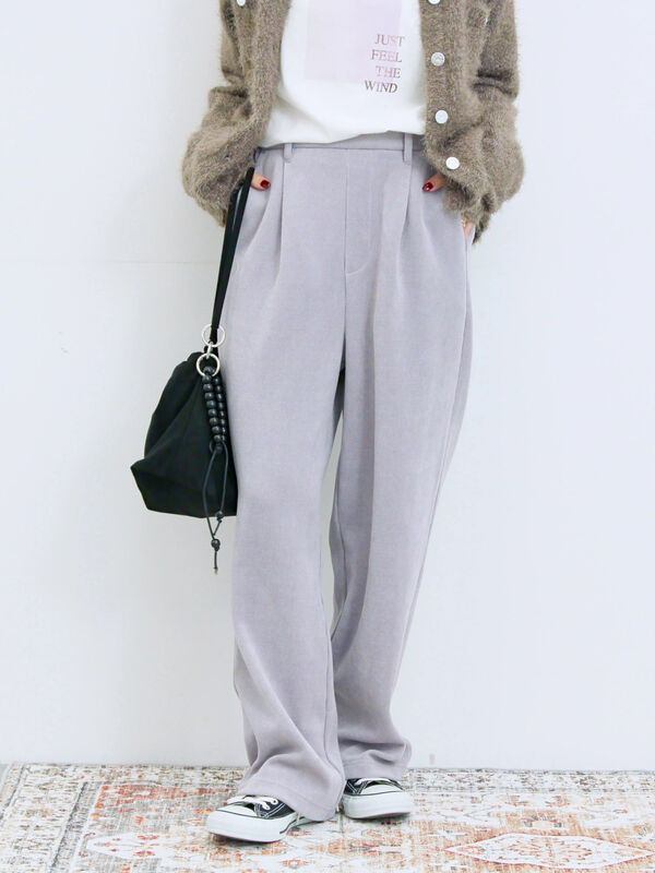 セール】 カットコールストレートパンツ（グレー/ブラック/ブラウン