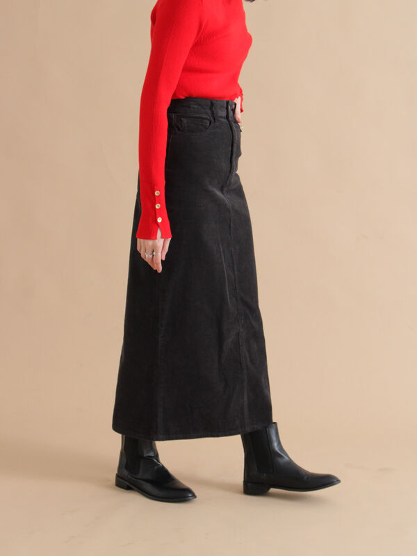 セール】 コーデュロイロングスカート（チャコールグレー/ベージュ