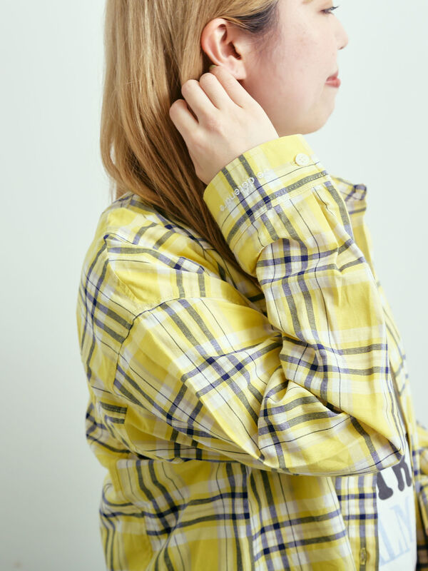 セール】 刺繍入りチェックシャツ（レッド/ベージュ/イエロー/ブルー