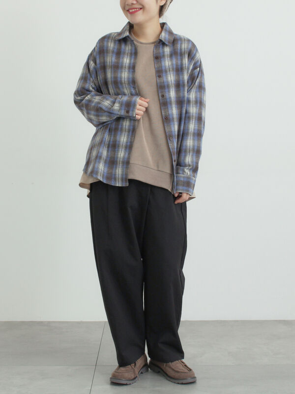 セール】 起毛チェックシャツ（ブラック/ベージュ/ブルー/トップス