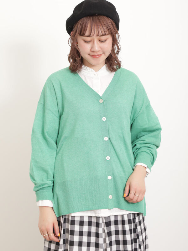 UV・マシンウォッシャブル】ゆるVネックカーディガン（トップス