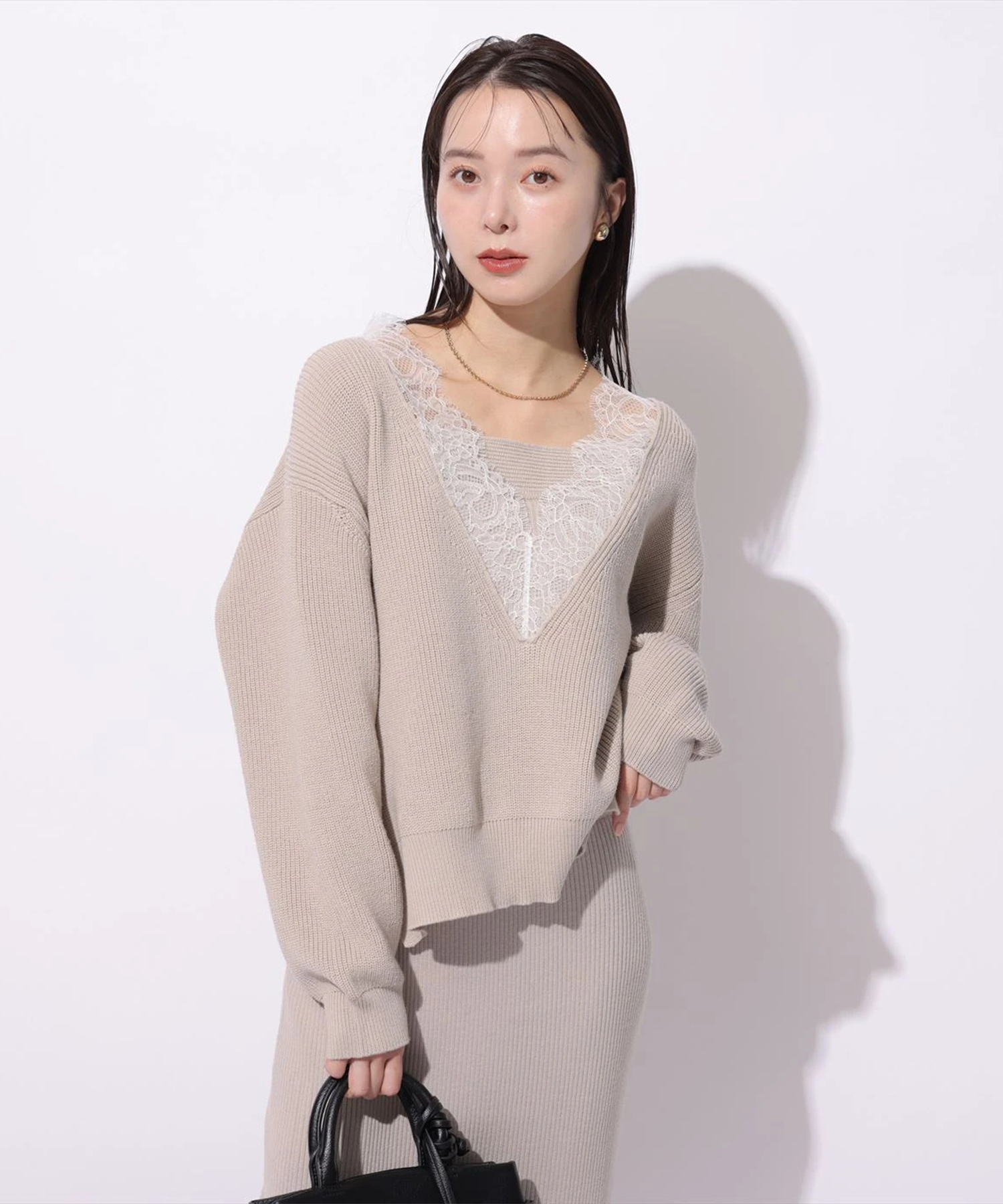 Vネックレースプルオーバー | ニット | Mystrada（マイストラーダ