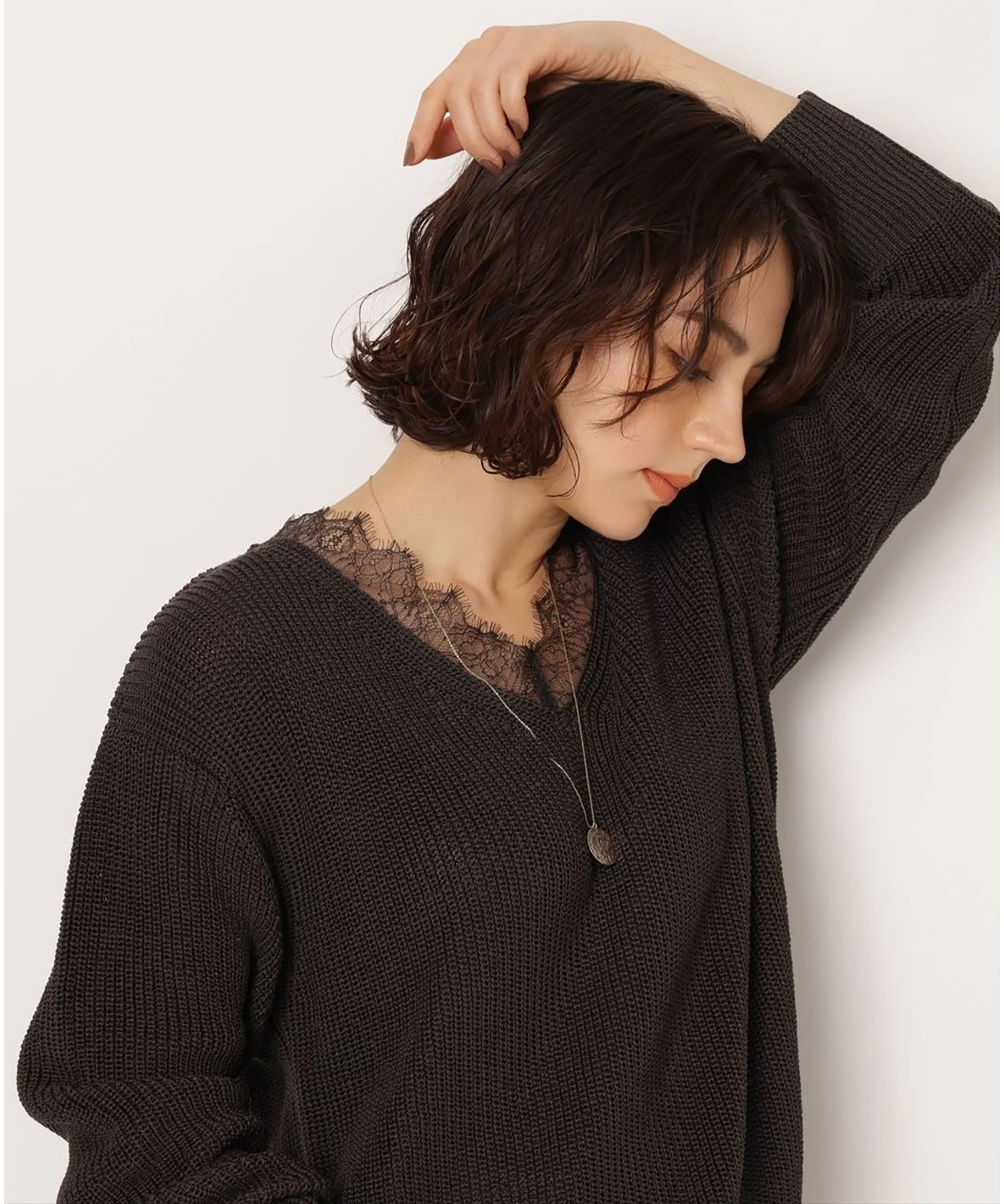 Vネックレースニット | ニット | Arpege story（アルページュ