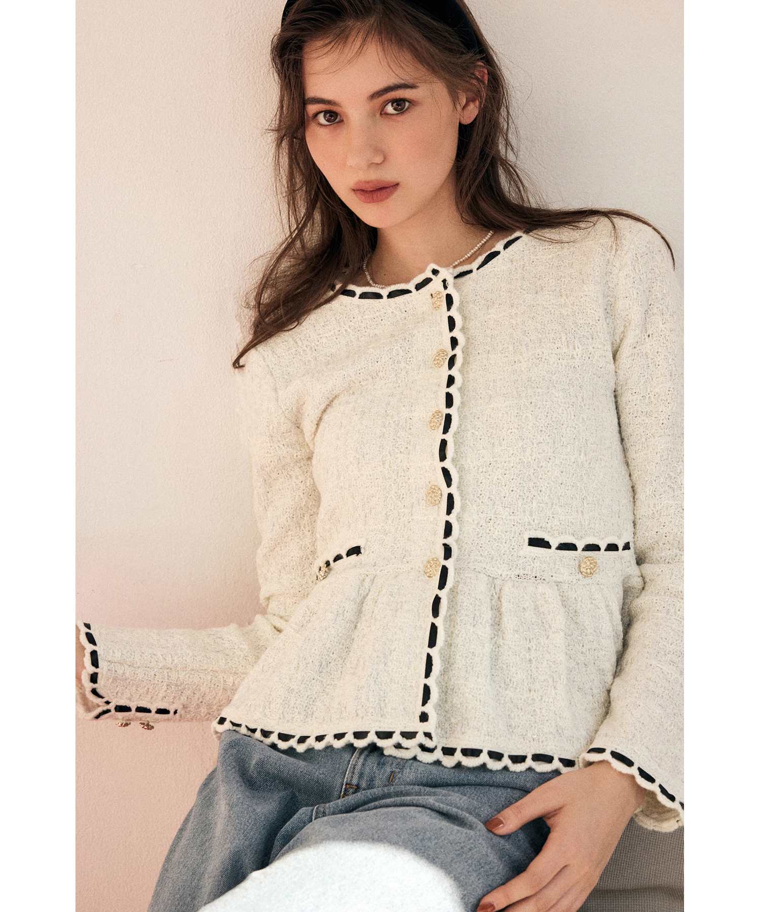 ツィードペプラムニットジャケット | カーデ | Rirandture（リランド