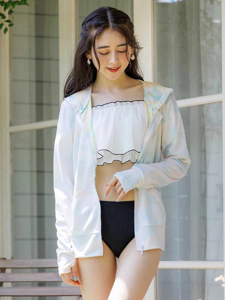 リーフ柄ラッシュパーカー（水着アパレル｜紫・青・黄）｜【公式