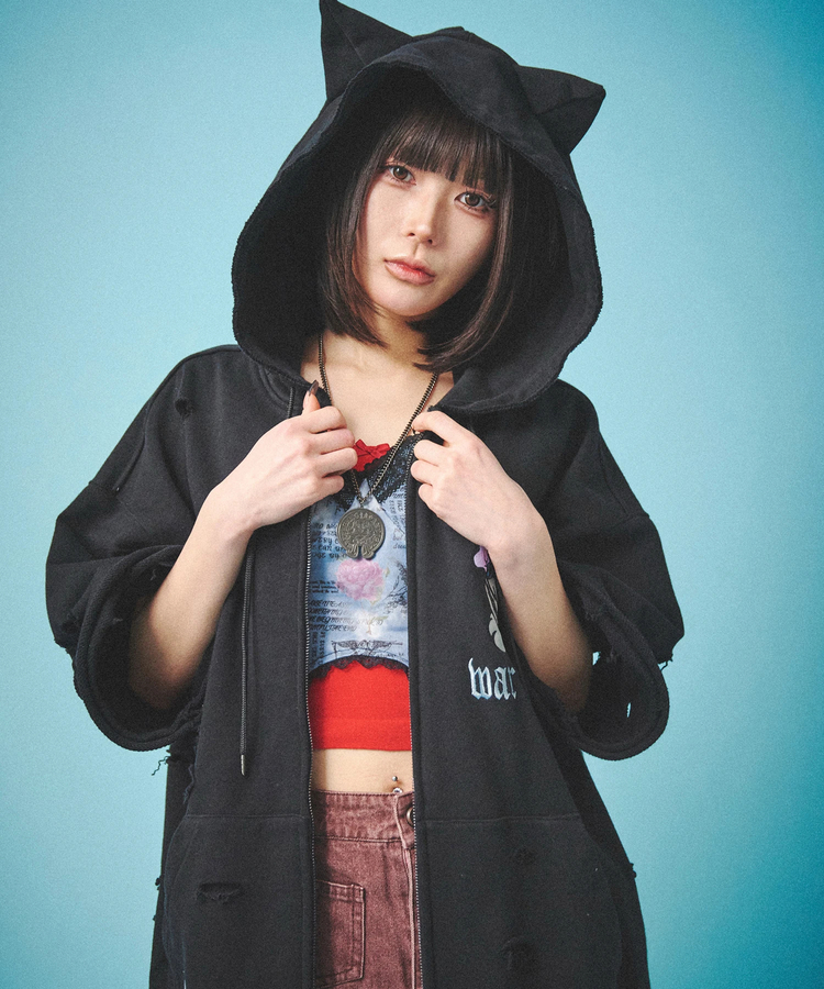 GALFY/ガルフィー 闇に染まりし反戦半パーカー(MENS)｜ファッション