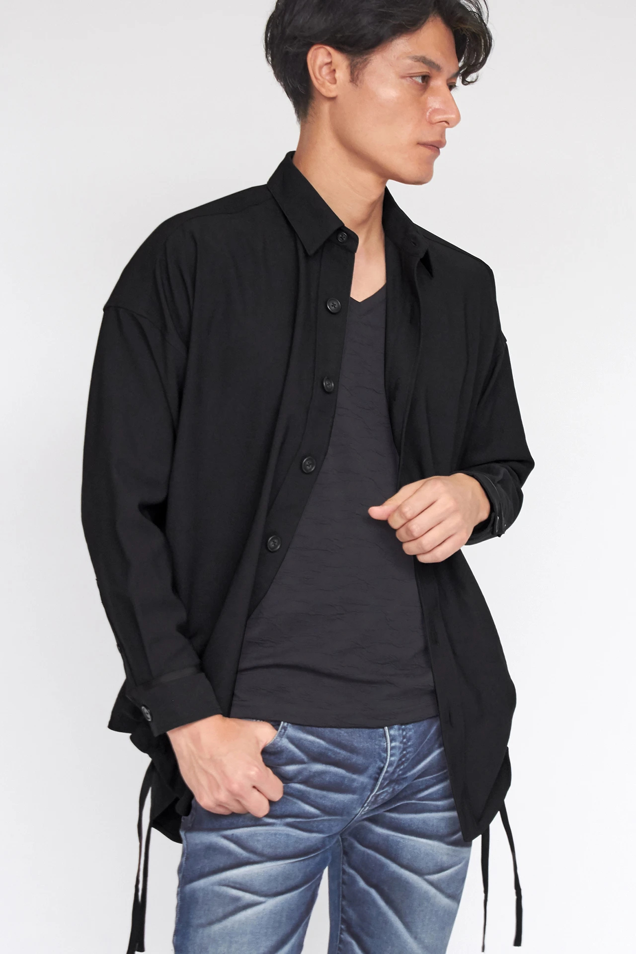 TORNADO MART∴ラインオーバーシルエットドロストシャツ / TORNADO