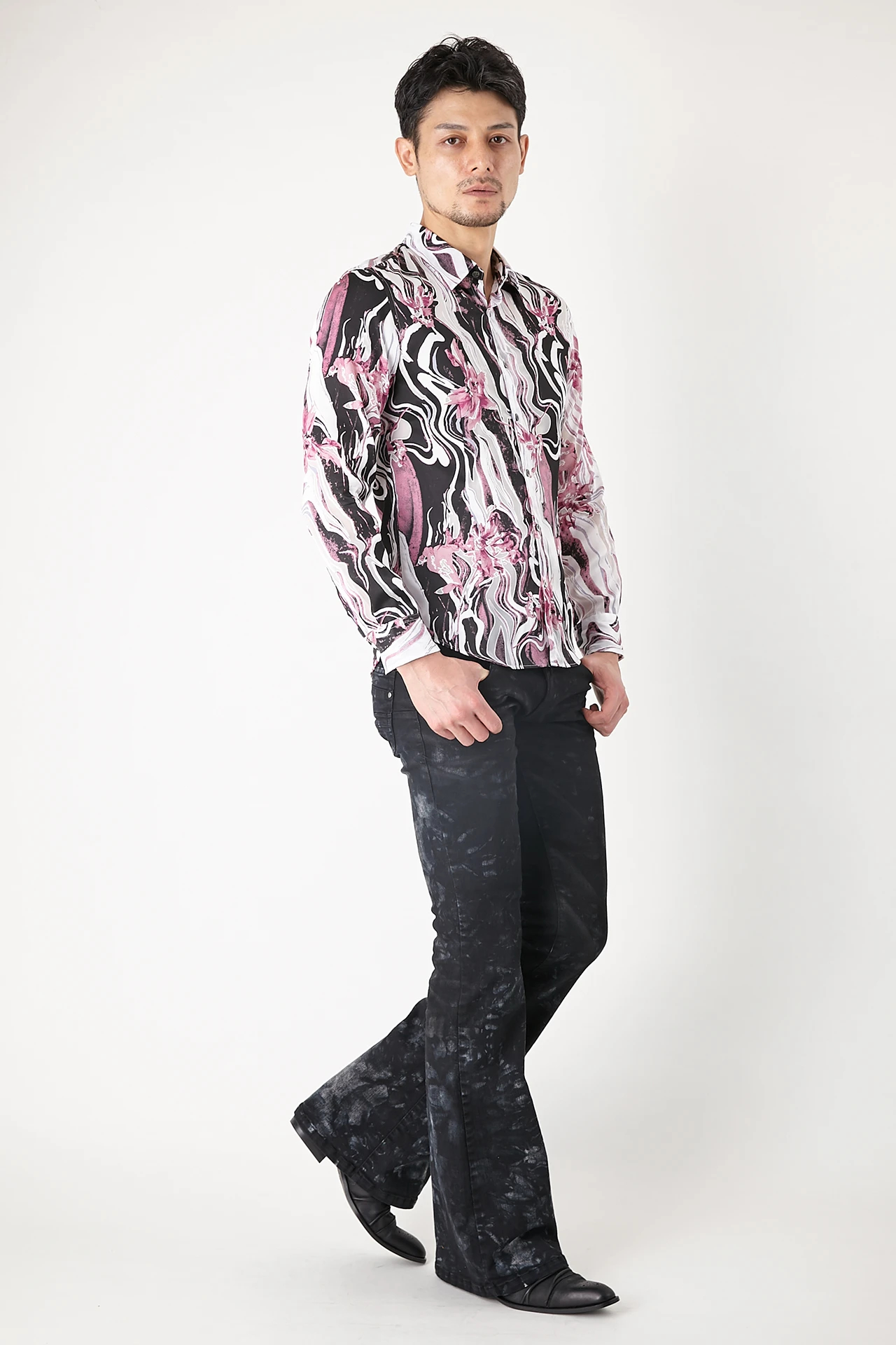 TORNADO MART∴マーブルフラワープリントシャツ / TORNADO MART