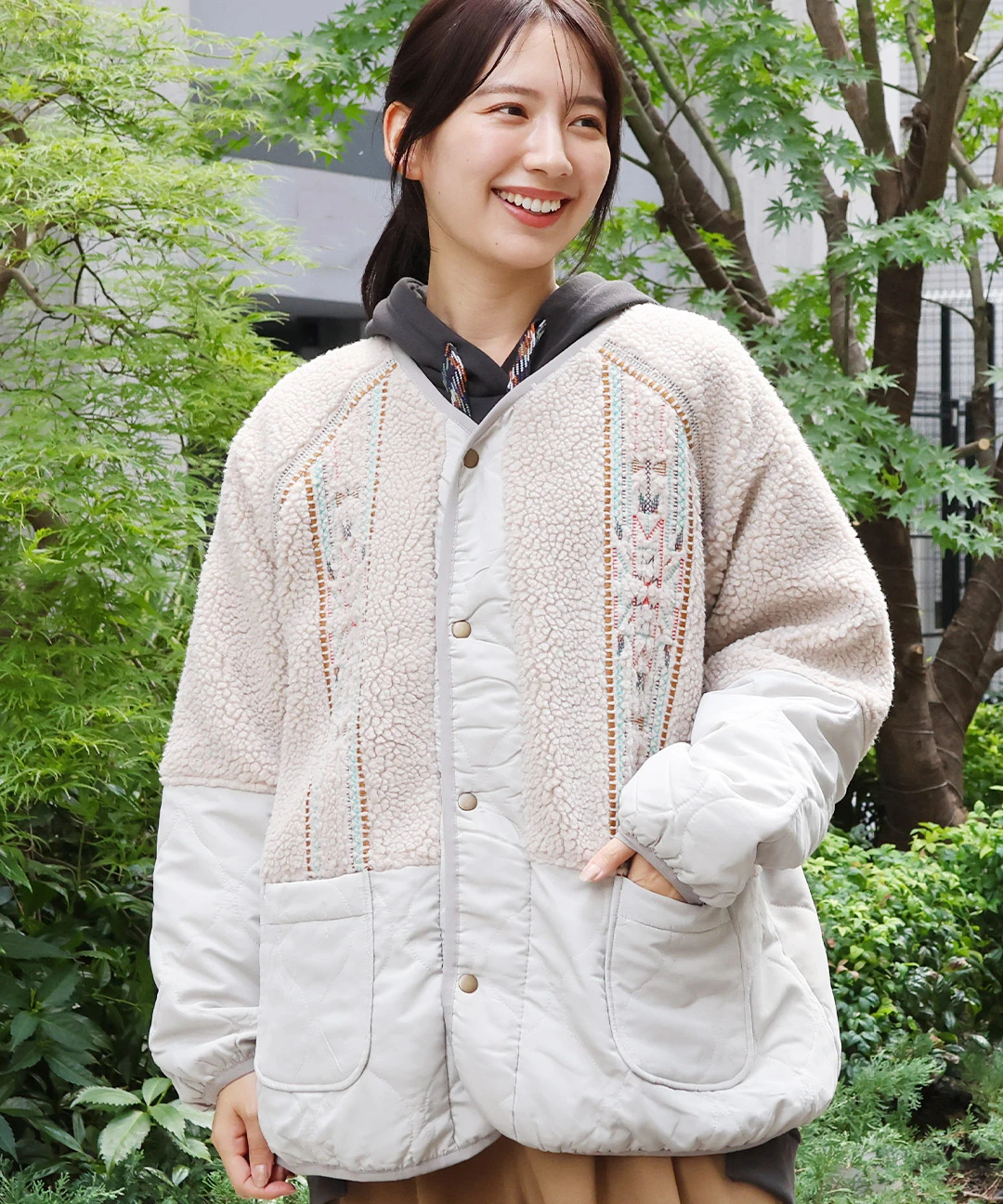 ボアキルトチマヨコンビ刺繍ジャケット / コート | エスニック