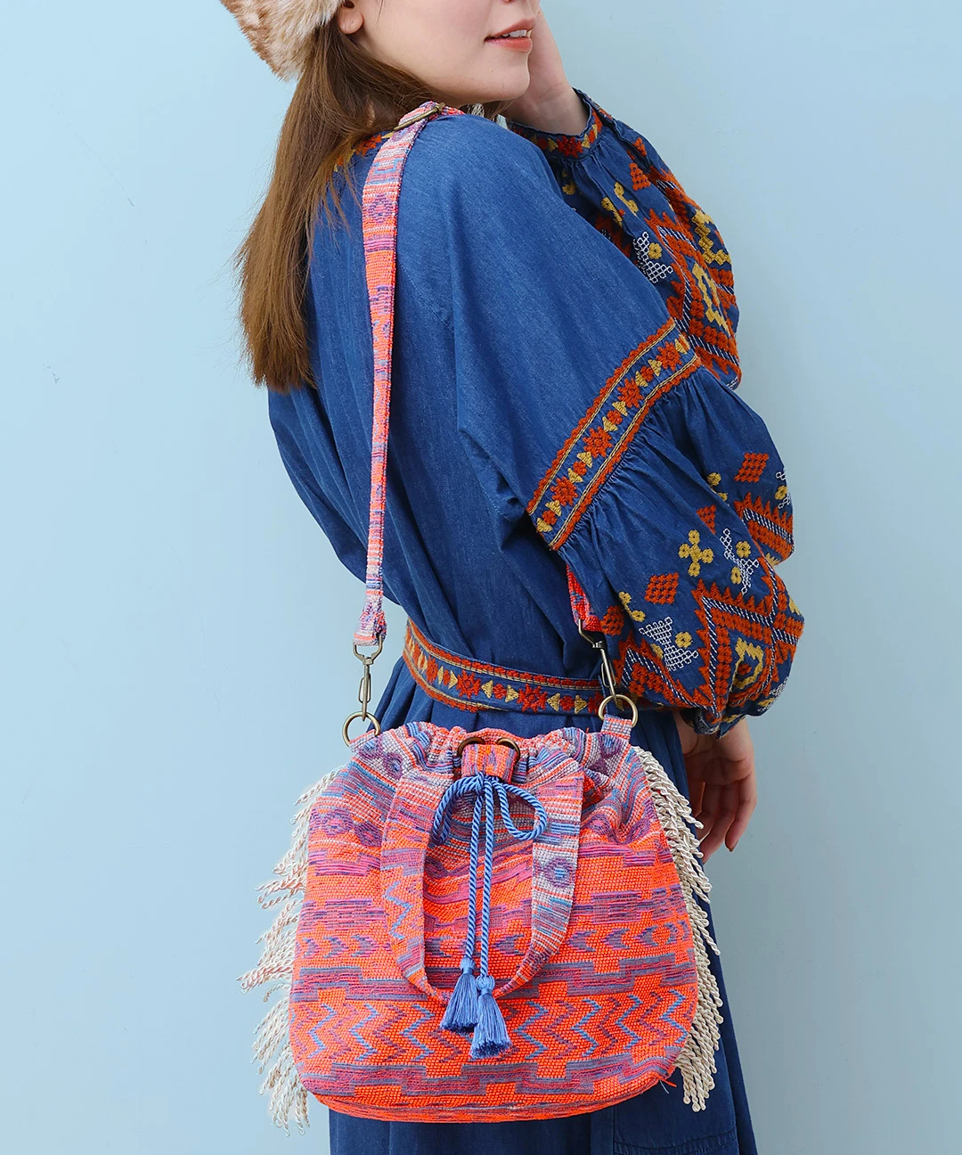 Rico ゴブラン巾着ショルダーバッグ / ショルダーバッグ・ボディバッグ