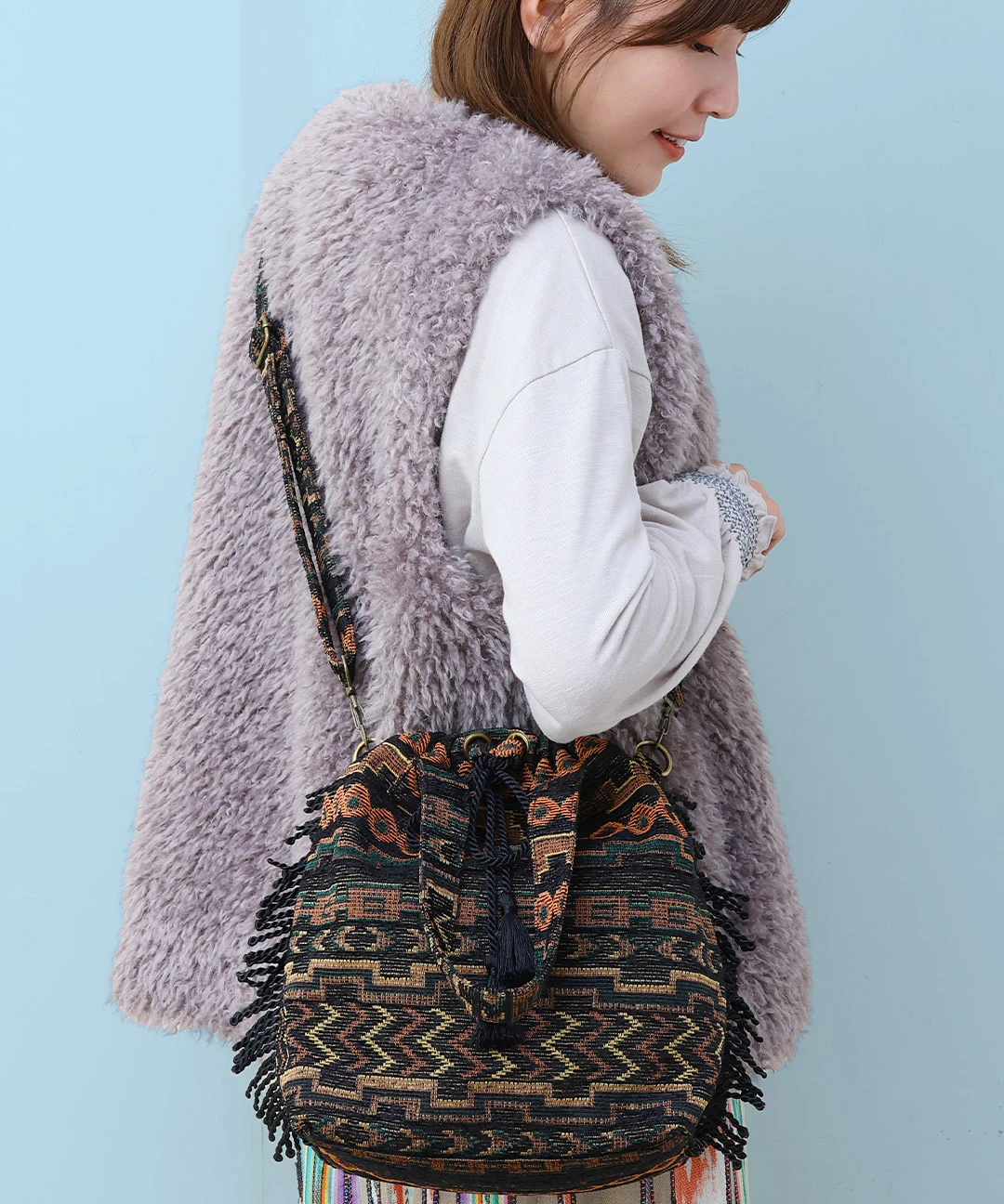 Rico ゴブラン巾着ショルダーバッグ / ショルダーバッグ・ボディバッグ