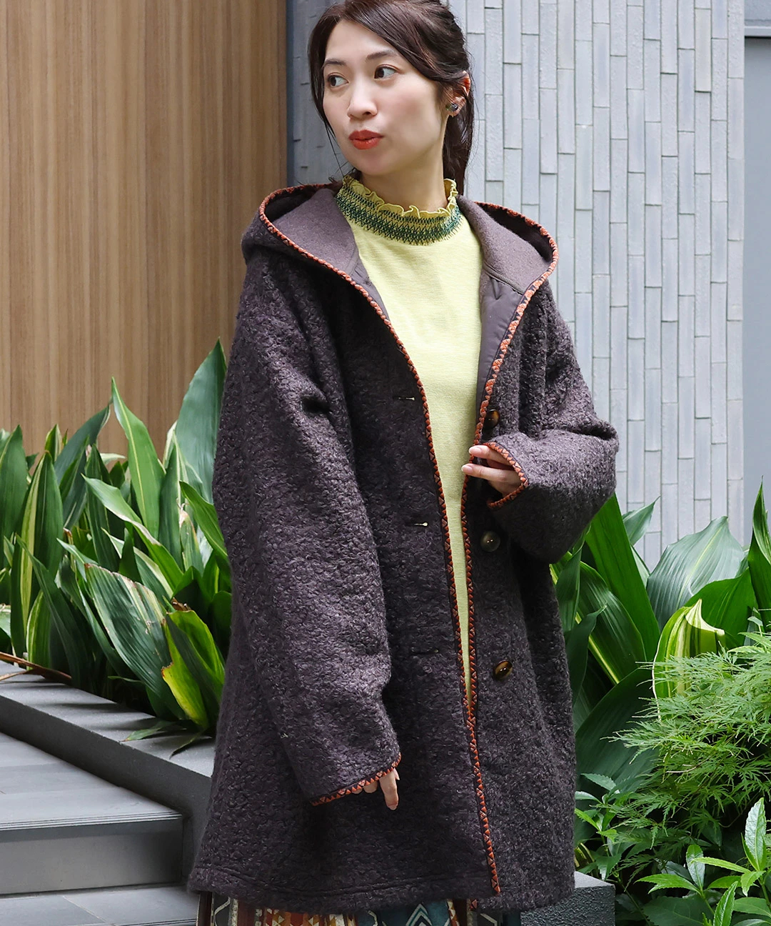 ブークレパイピングフードコート / コート | エスニックファッション