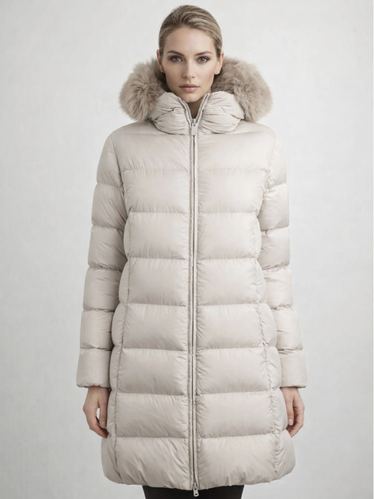 2025AW】ファー襟フードデザインロングダウンコート / COLMAR