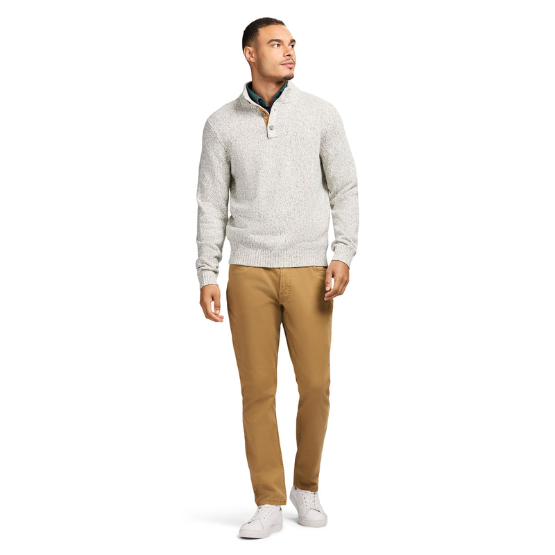 Holiday Button Mock Sweater - Rock Hthr – IZOD
