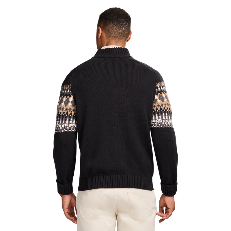 Holiday Fairisle Quarter Zip Sweater - Black – IZOD