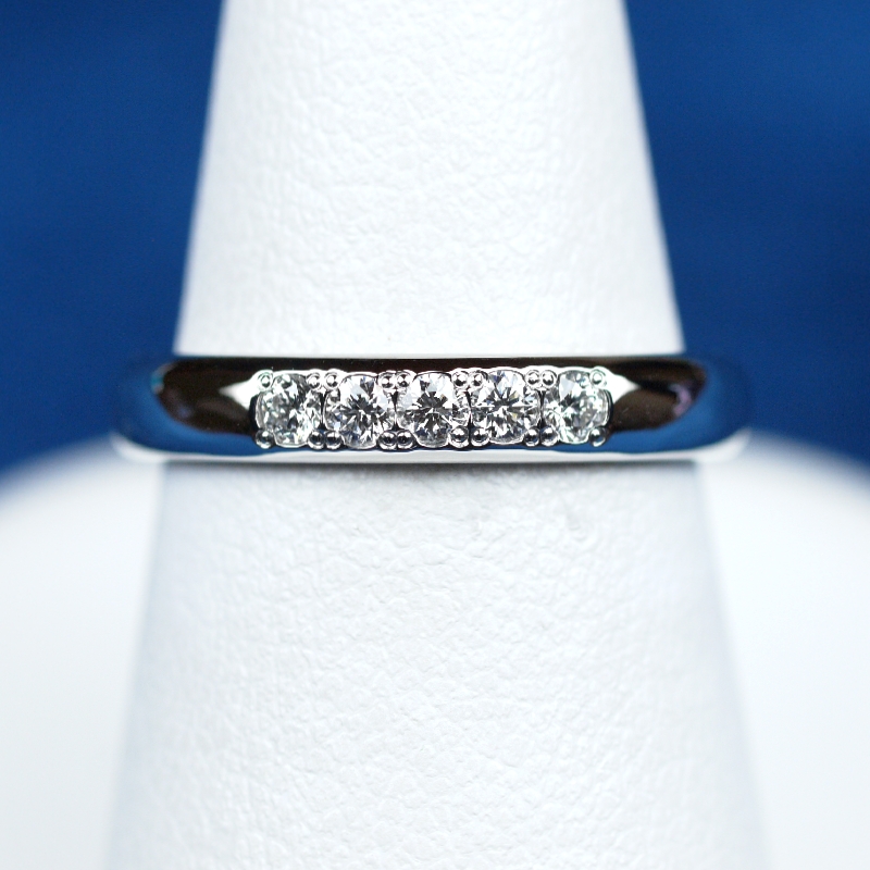 結婚指輪No1（鍛造） 5Diamond 0.14ct プラチナ(幅3.0mm / Pt950
