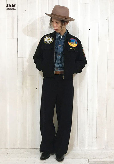 80s souvenir、50s Denim jacket、40s U.S.NAVY 】古着コーディネート