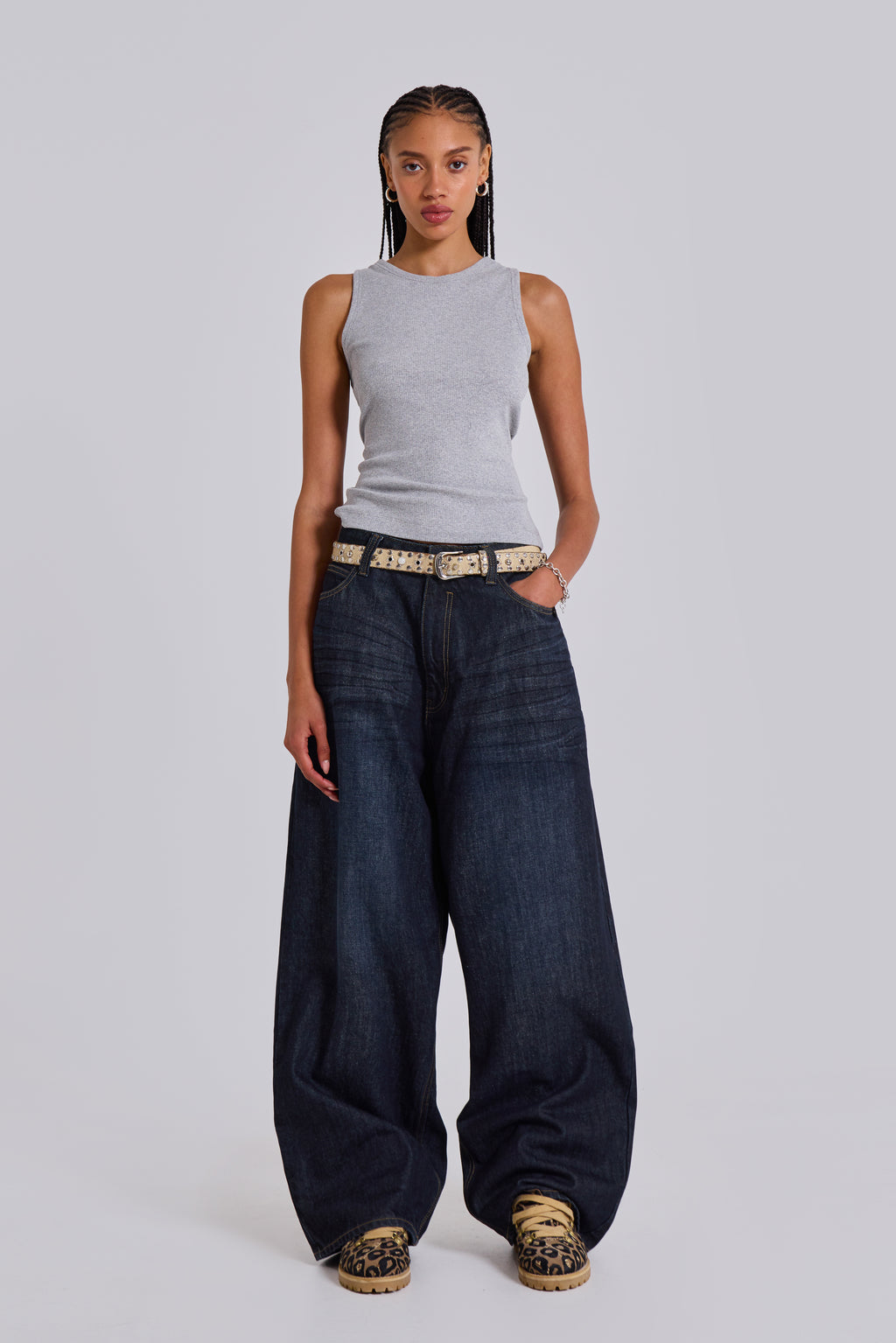 Creased Indigo XL Colossus Jeans | Jaded London | Clothing