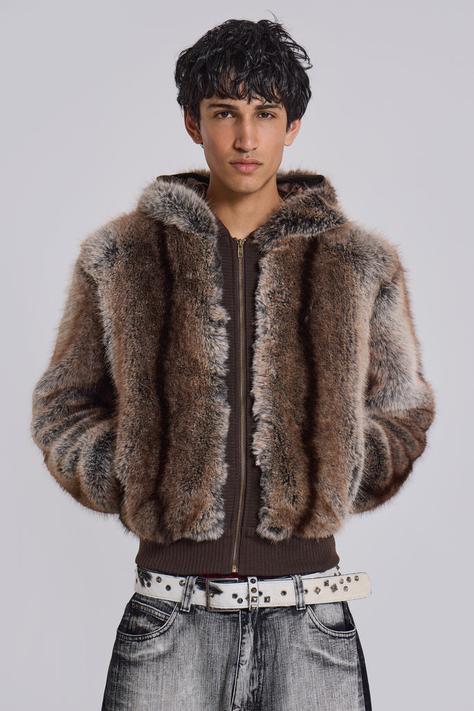 Bear Faux Fur Hooded Jacket | Jaded London | Clothing