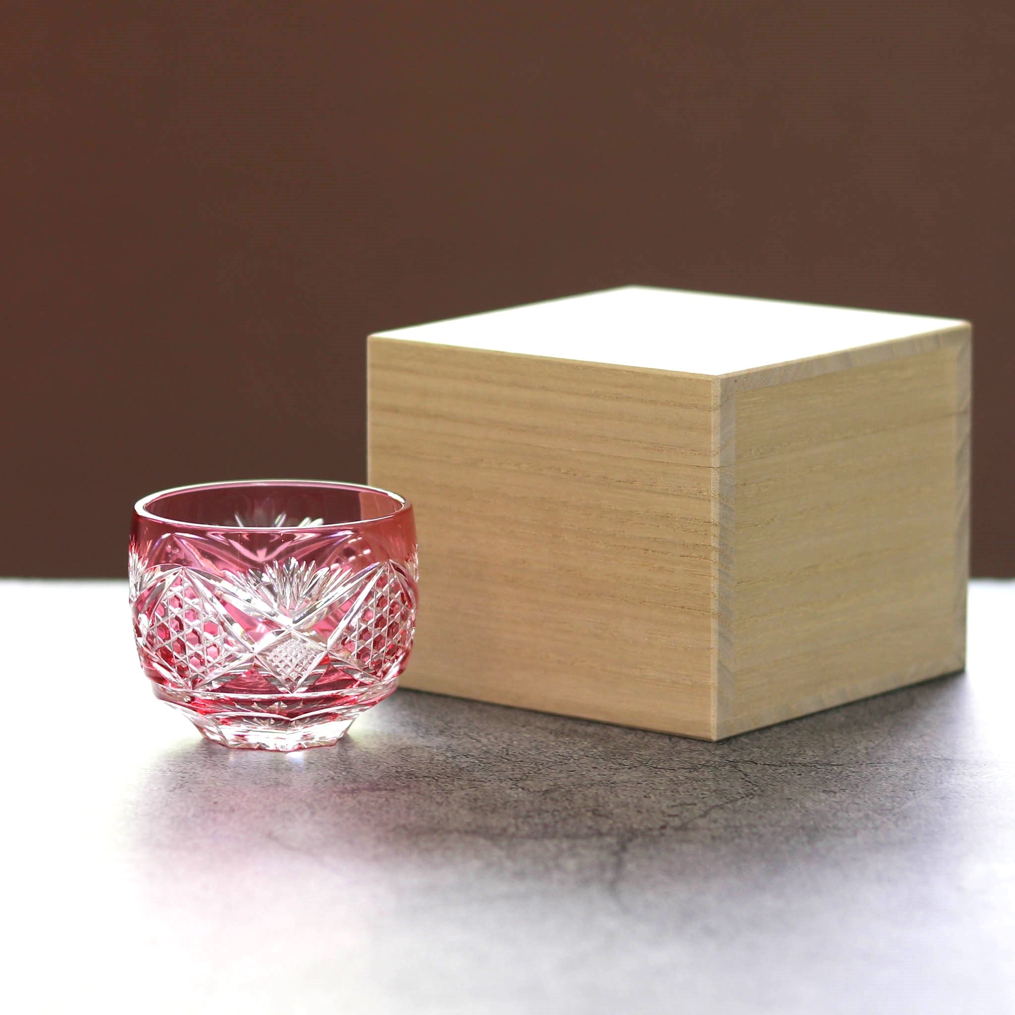 綾ガラス 酒器 | 綾切子 猪口 | 金赤 | グラスアート黒木