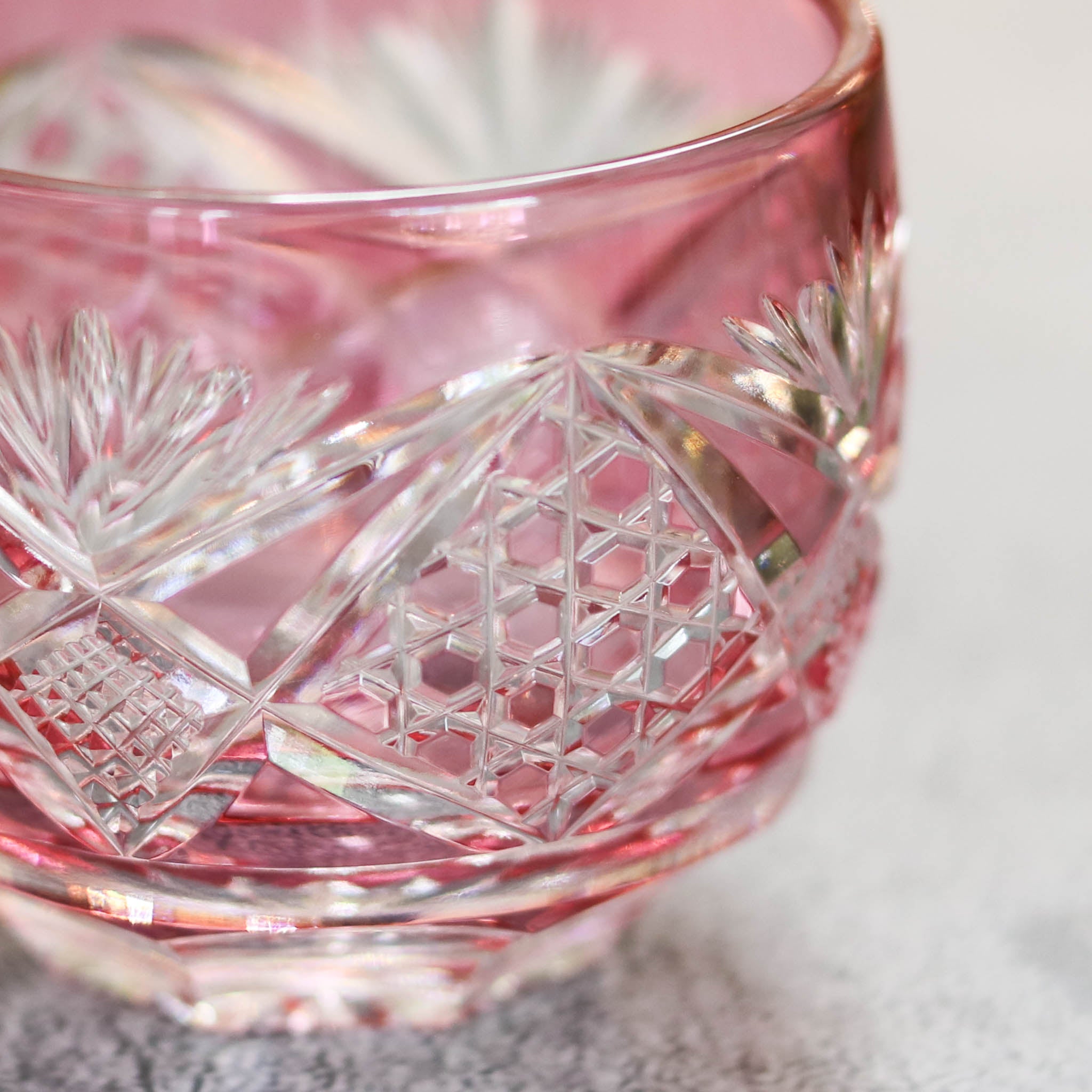 綾ガラス 酒器 | 綾切子 猪口 | 金赤 | グラスアート黒木