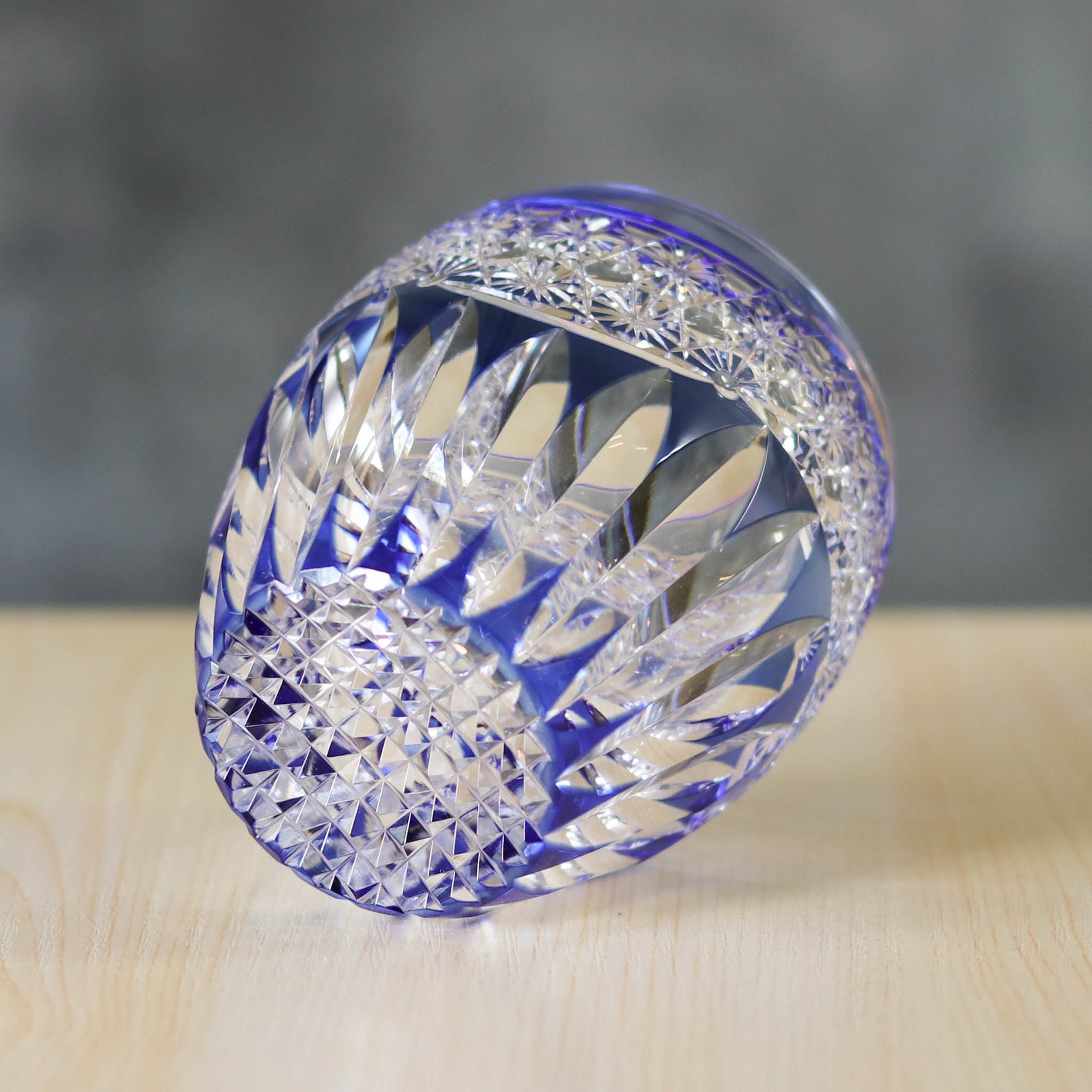 江戸切子 ロックグラス | 向日葵 | 青 | 東亜硝子工芸