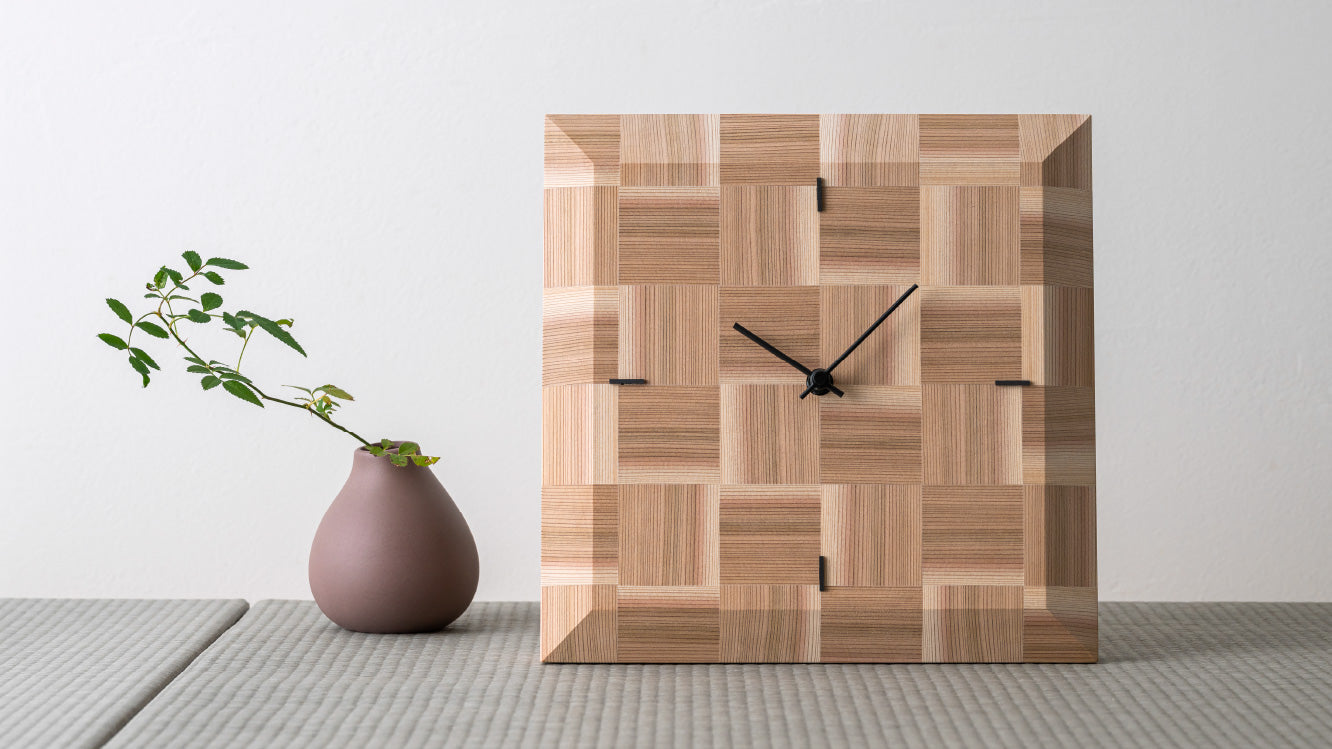 木工製品 時計 | NENRIN CLOCK 245 | 市松 | ミマツ工芸