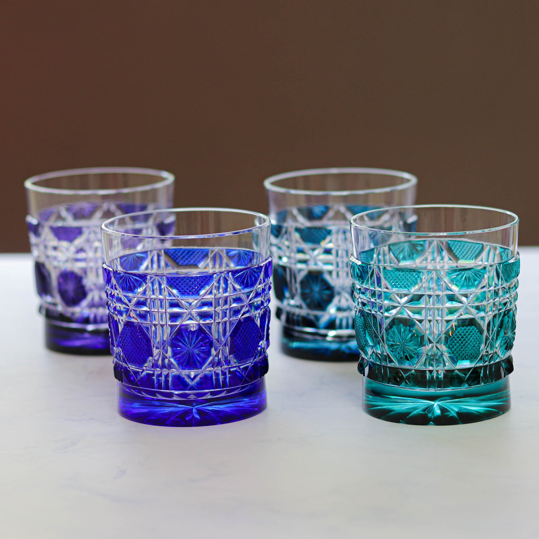 薩摩切子 ロックグラス | オールド | 瑠璃 | 薩摩びーどろ工芸