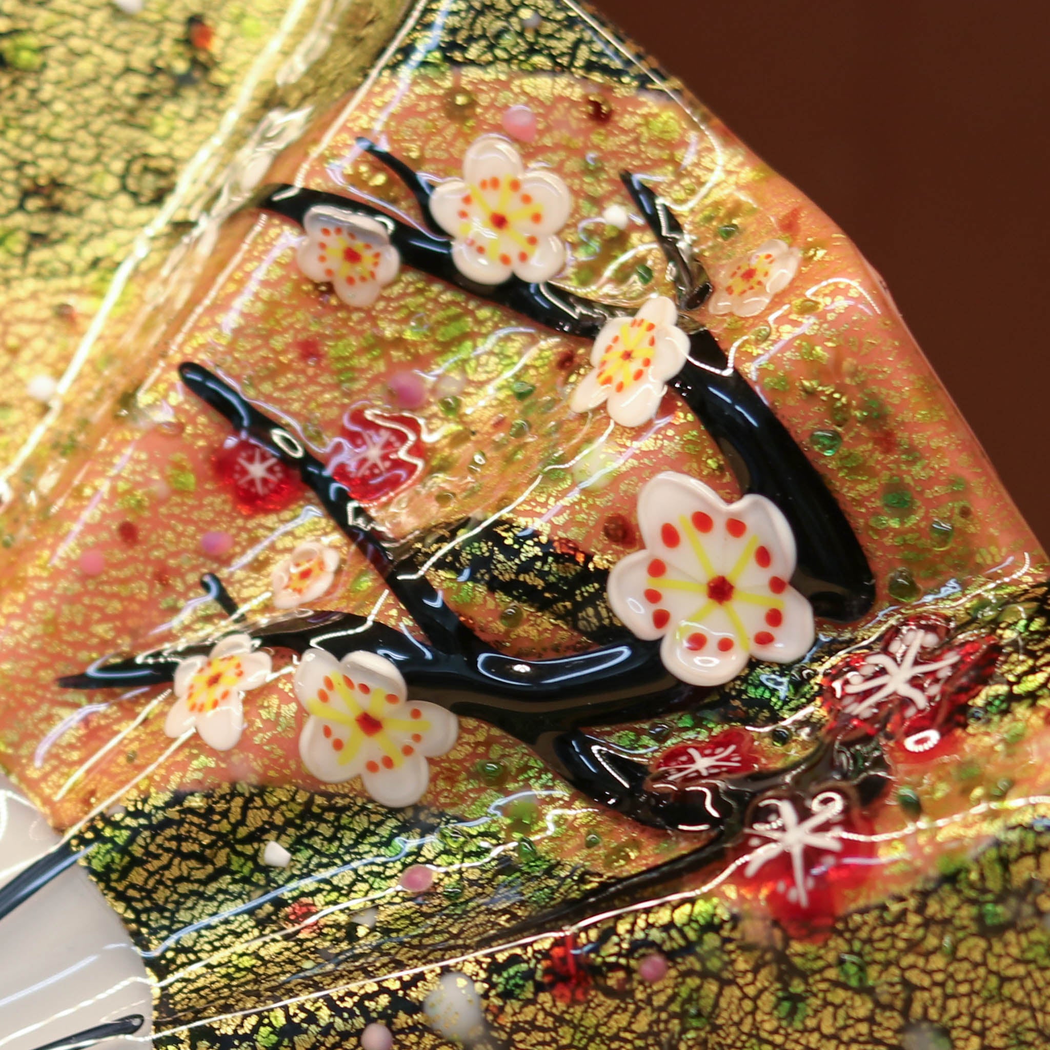 綾ガラス 置物 | 金彩象嵌 光琳 扇 大 | 砡金赤 薄黒 |