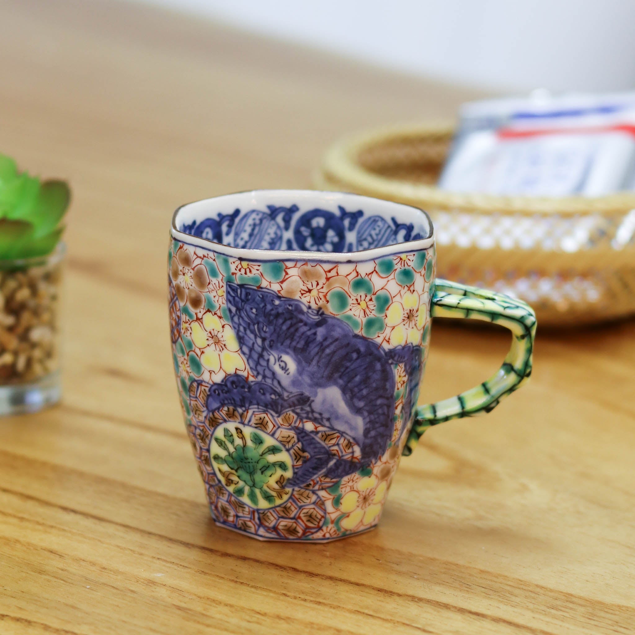 在庫限り】京焼 マグカップ | 華文鯨 | 小 | 碧黄石窯