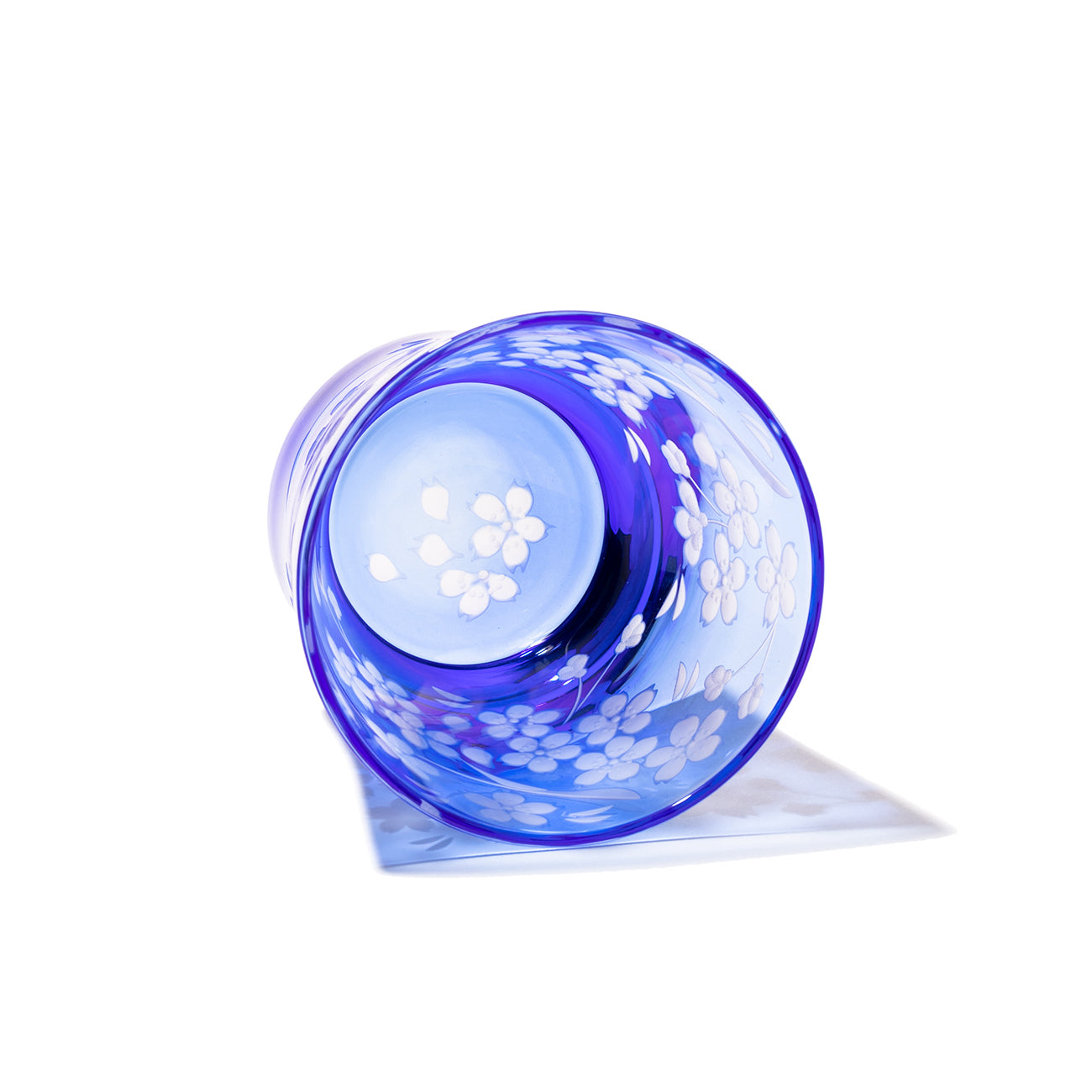 江戸切子 ぐい呑み｜桜 - 花切子- ｜青藍｜山田硝子