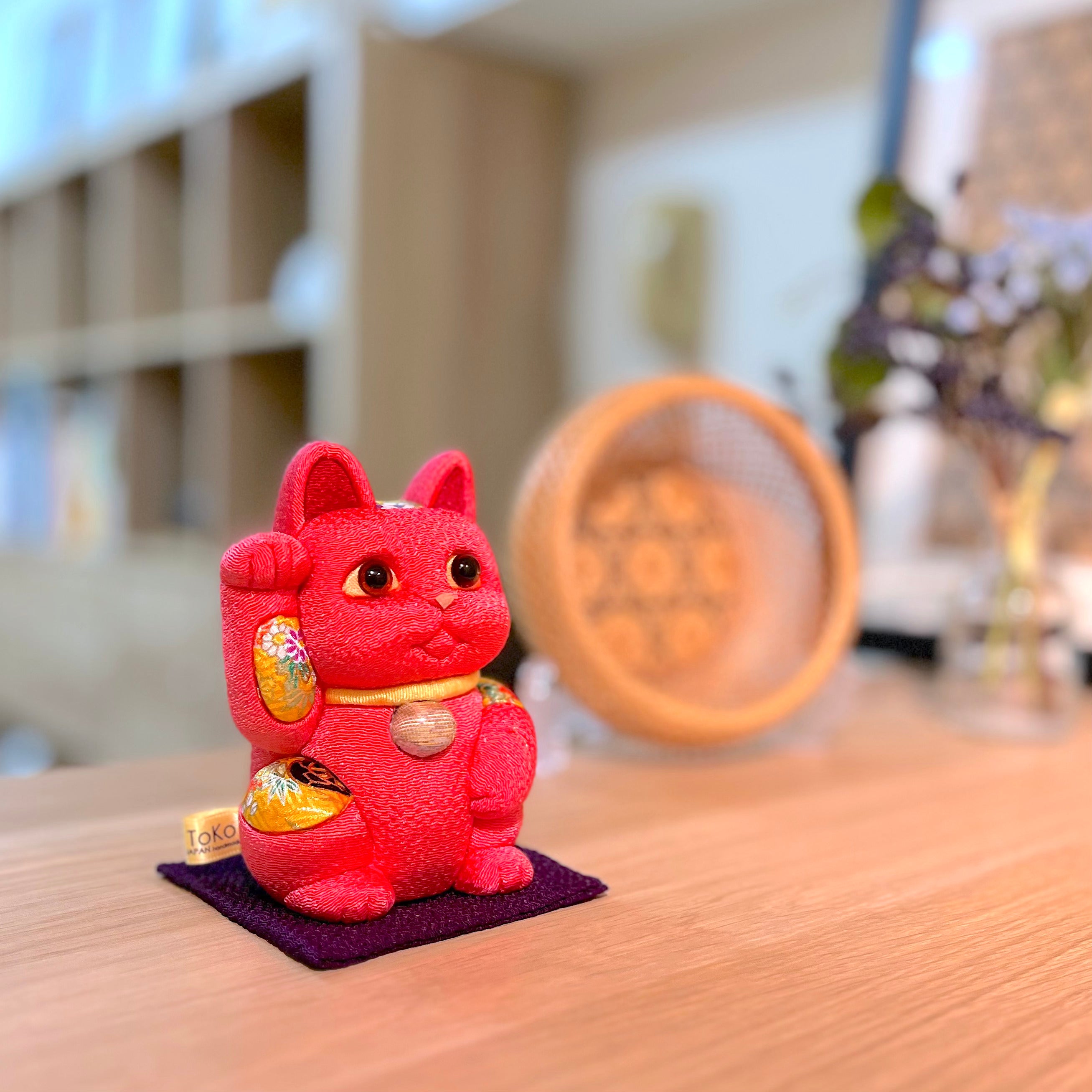 招き猫 | 江戸木目込み 招き猫 風水(中) | 桃色 | 柿沼人形