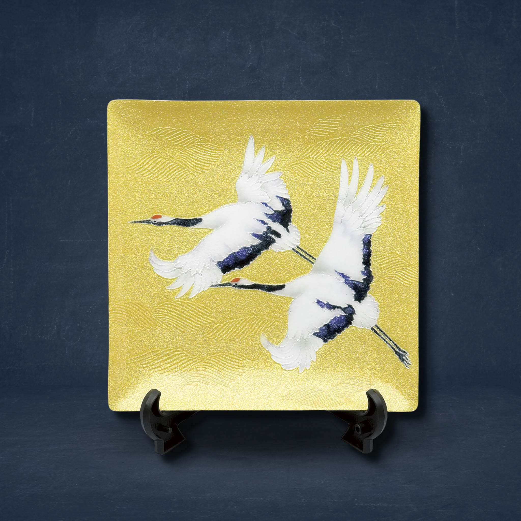 七宝焼き | 飾皿 | 双鶴 18x18