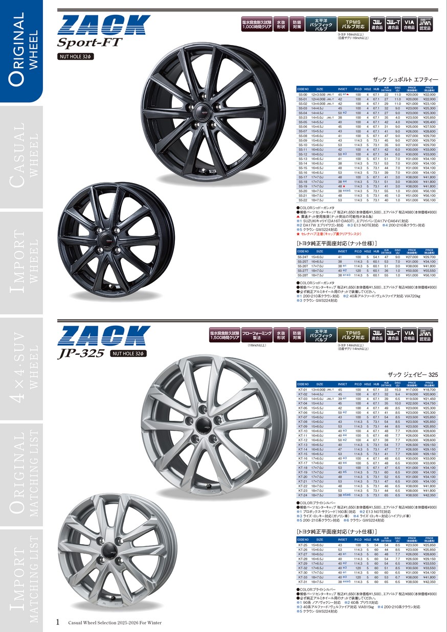 Japan三陽 CASUAL WHEEL SELECTION 2025-2026 for winter