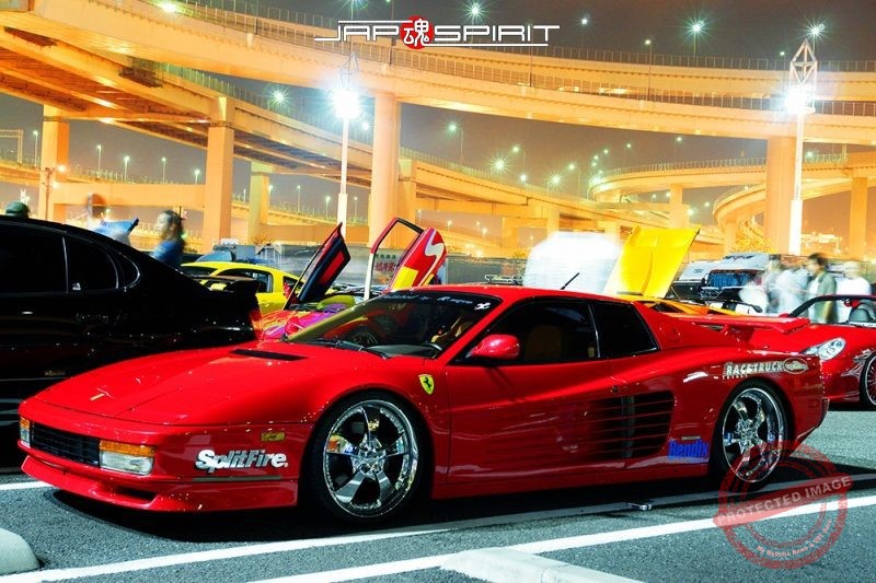 Ferrari Testarossa Super car red color with GT wing at Daikoku PA