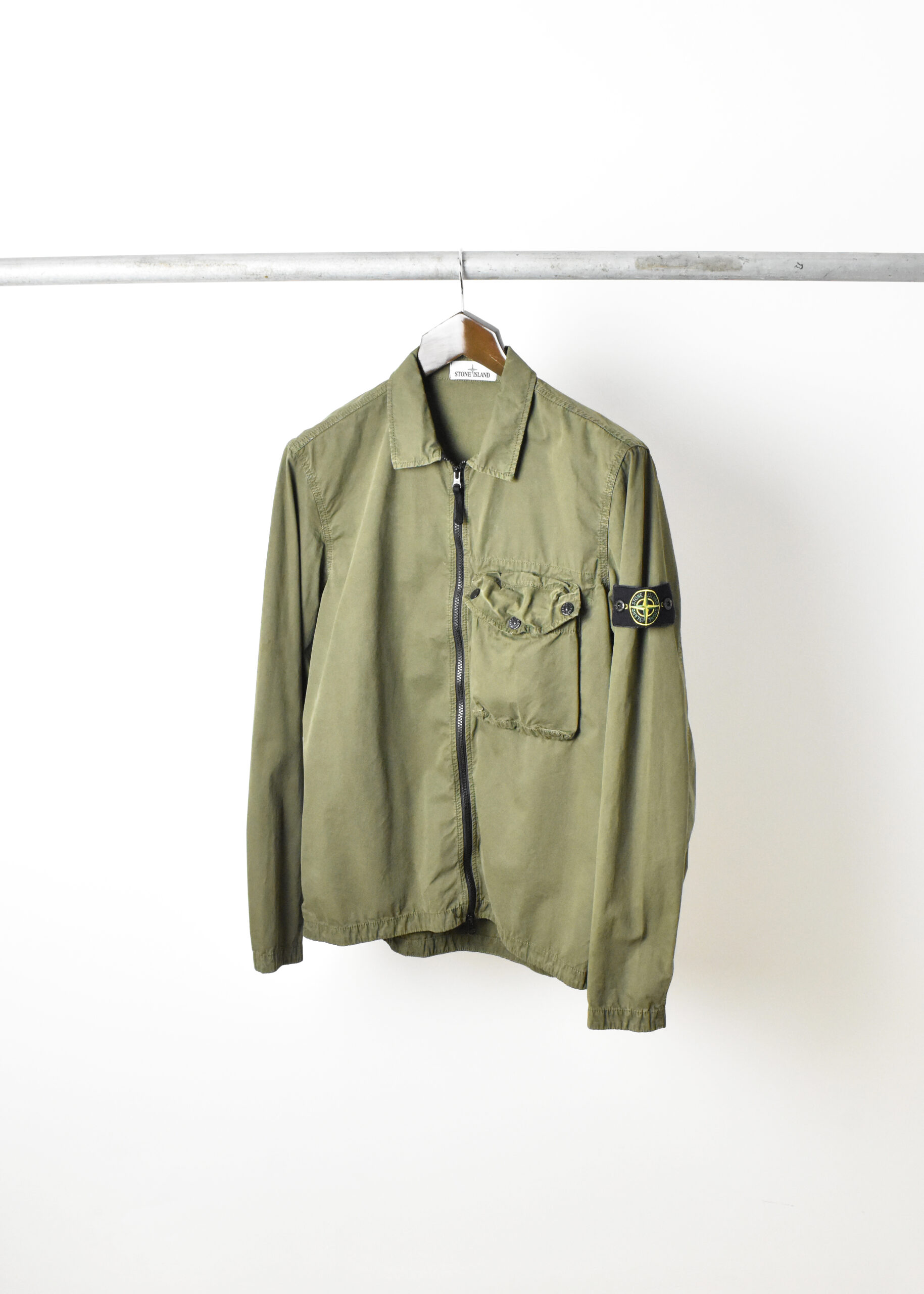 SS21 STONE ISLAND GARMENT DYED ZIP POCKET OVERSHIRT - Jazzy Badger