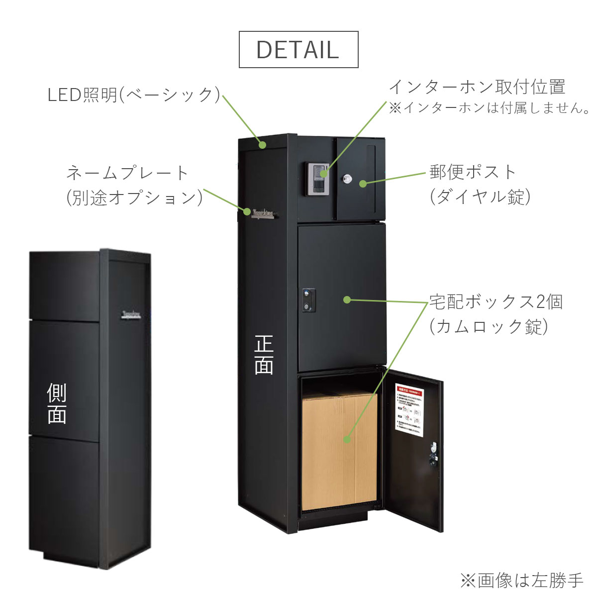 門柱ユニット ヴェリータNX ベーシック LED無し （宅配ボックス2個 +
